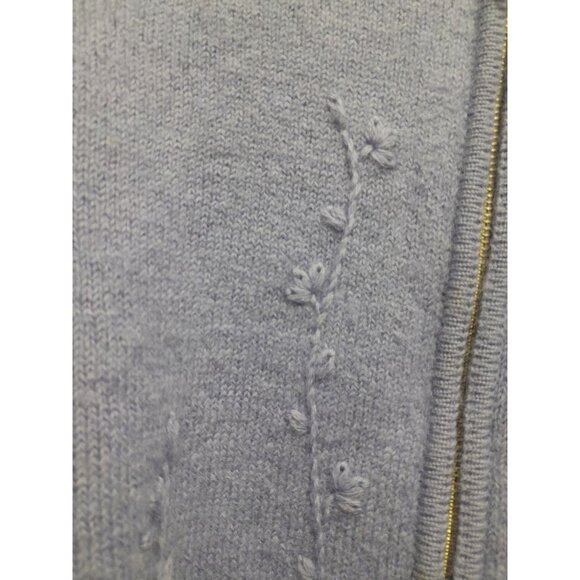 Vintage Herman Geist Womens Floral Embroidered Wool Petite Large Zip Cardigan - Picture 5 of 9
